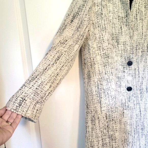 Eileen Fisher Black/white Curve Collar Jacket - Picture 3 of 6